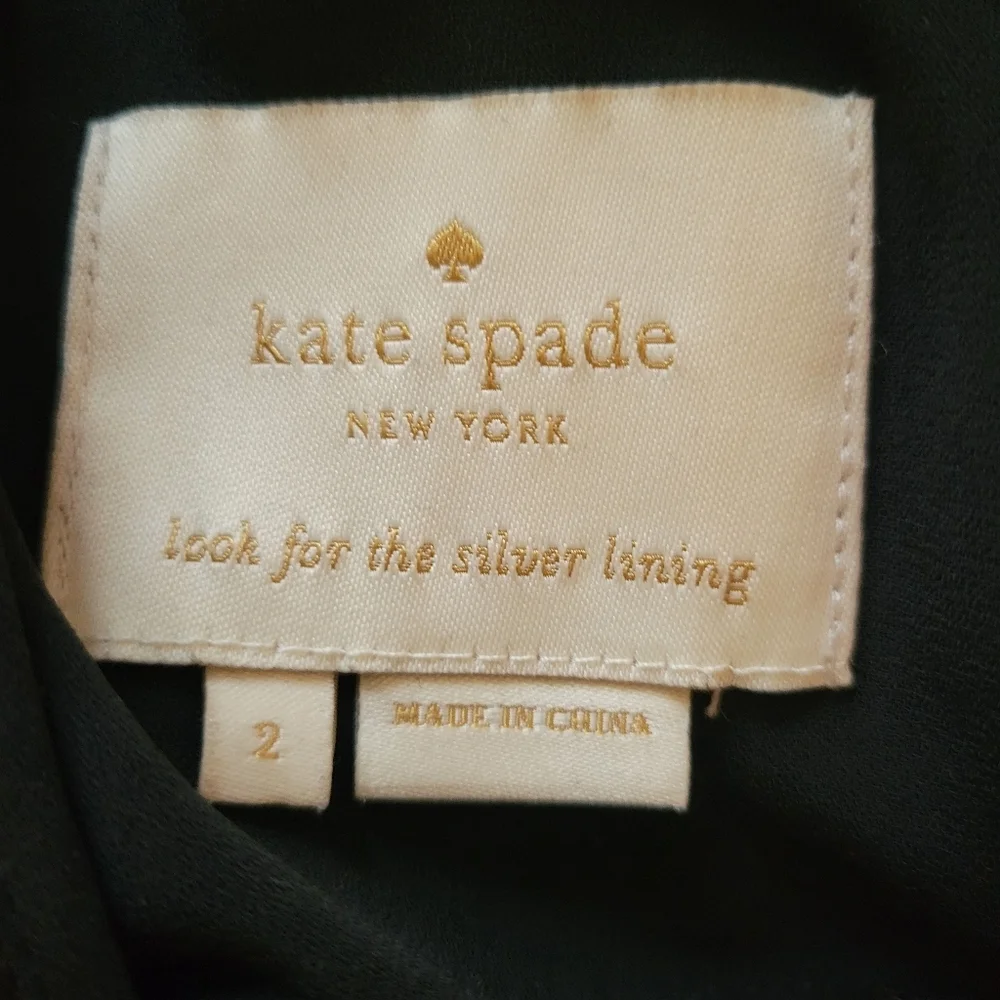 Kate‎ Spade Black Chiffon Heart Print Dress Size 2